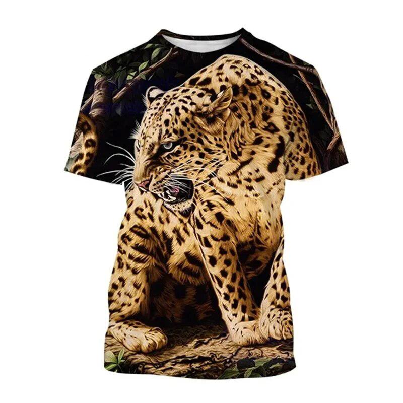 Summer Leopard 3D Print T-Shirts Streetwear Men Women Fashion Oversized Short Sleeve T Shirt O-Neck Male Tees Tops Clothing