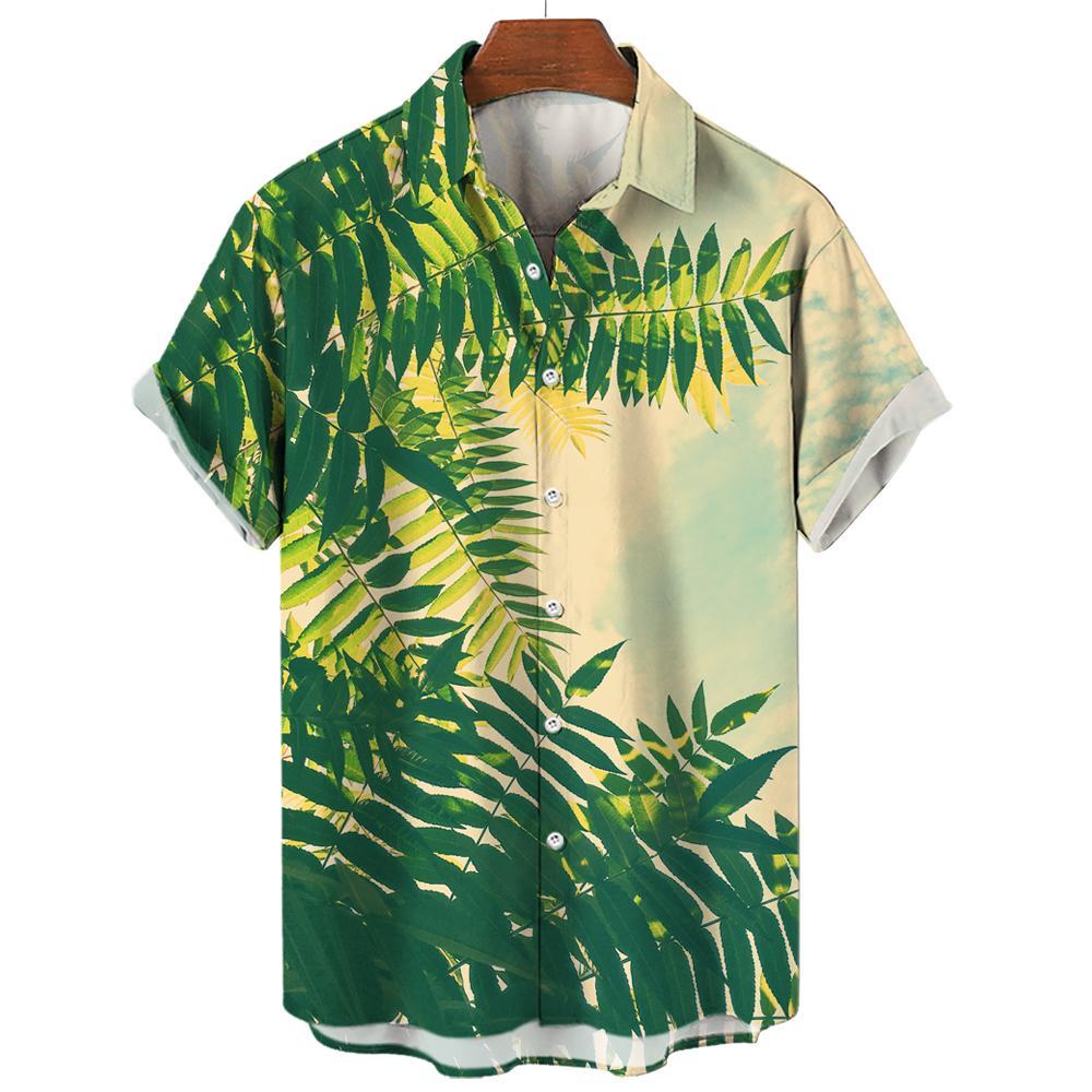 Рубашка Hawaii 2025, летняя, с короткими рукавами, с 3D-принтом, повседневная, с лацканами, мужская, для улицы 2025 года