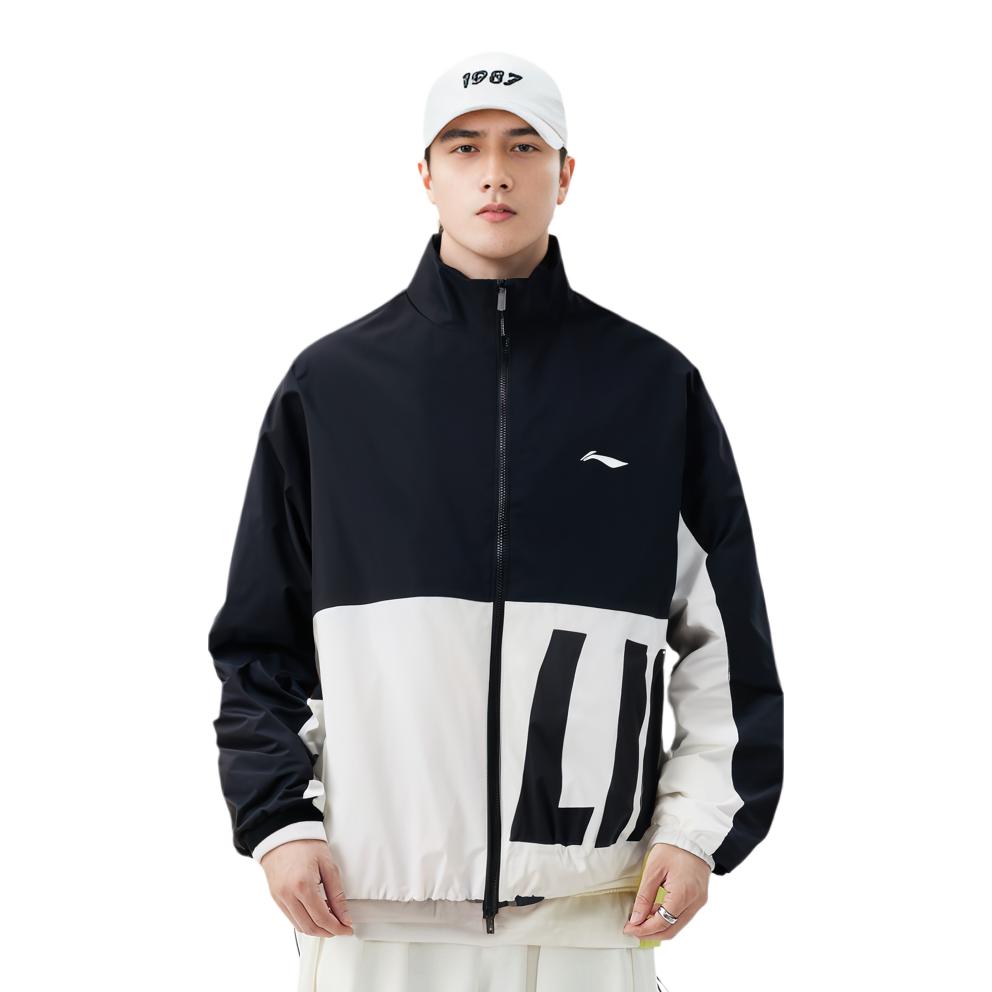 Li Ning Sports Fashion Series Color Block Logo Свободная куртка Осенняя куртка унисекс Черный Белый AJDR484-3