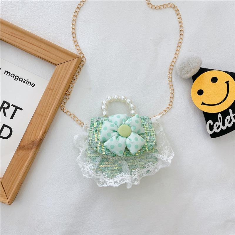 Bag Crossbody Kid With Pearl Handle And Flower Bear Rabbit Decoration