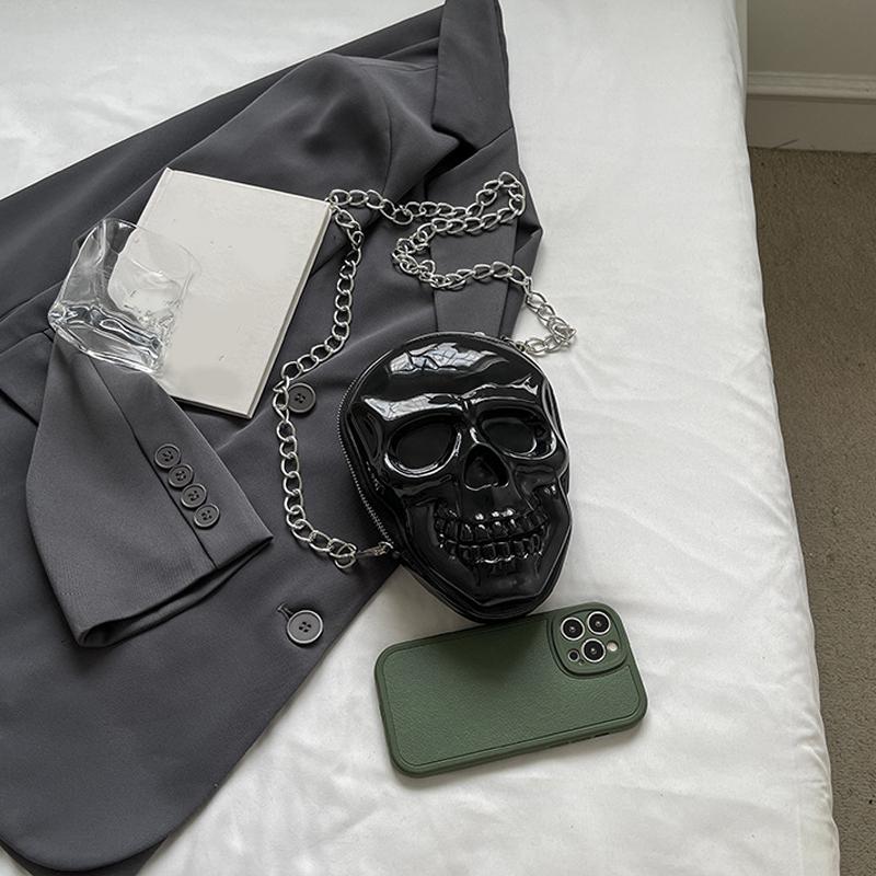 Милая сумка на плечо с рисунком из мультфильма «Хэллоуин», забавная сумка с изображением черепа призрака из искусственной кожи, сумка на молнии, кошелек, маленькая сумка через плечо для телефона