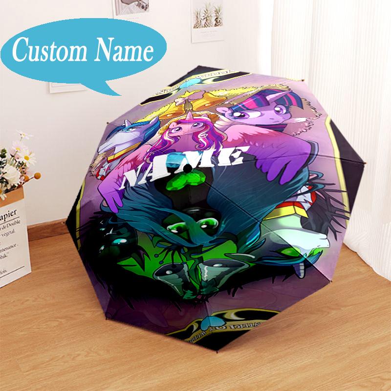 Custom Name Rainbow Unicorn Umbrella Folding Umbrella, Automatic Umbrella 8-Frame for Travel, Casual Lightweight Birthday Christmas gift