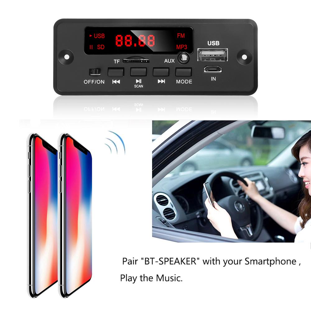 Усилитель громкой связи 50 Вт, плата декодера MP3, цветной экран, DC 12 В, Bluetooth V5.0, автомобильный MP3-плеер, модуль записи USB, FM-радио AUX