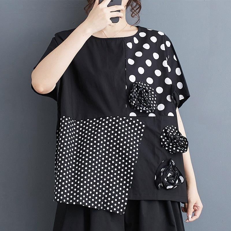 Большой размер с короткими рукавами, черная хлопковая повседневная свободная летняя футболка, топы, женская футболка