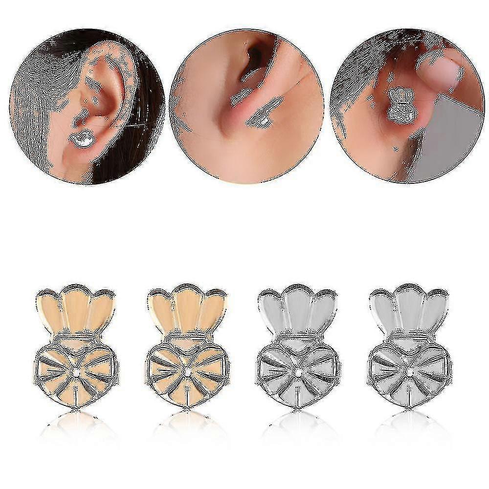 Earring Lifters,hypoallergenic Earring Backs For Droopy Ears,adjustable Crown (3 Pairs, Gold, Silver, Rose Gold)
