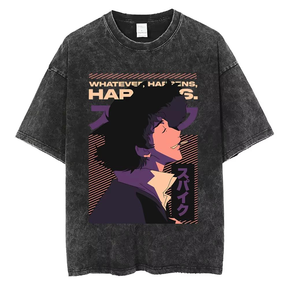 2026 Summer Hot Sale Anime Cowboy Bebop Manga Faye Valentine Print T-shirts Men Women Hip Hop Punk Streetwear Oversized Tshirt