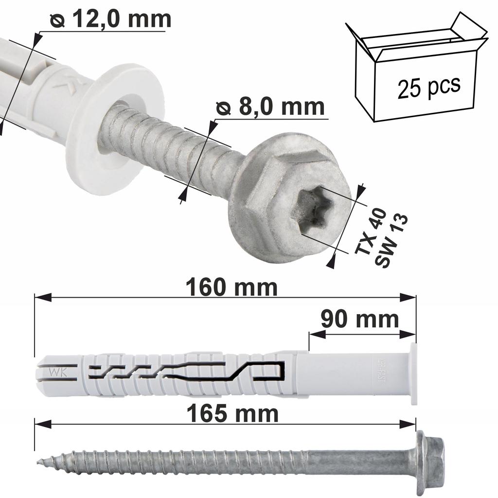 Frame expansion bolts KPR-FAST-12160K (25)