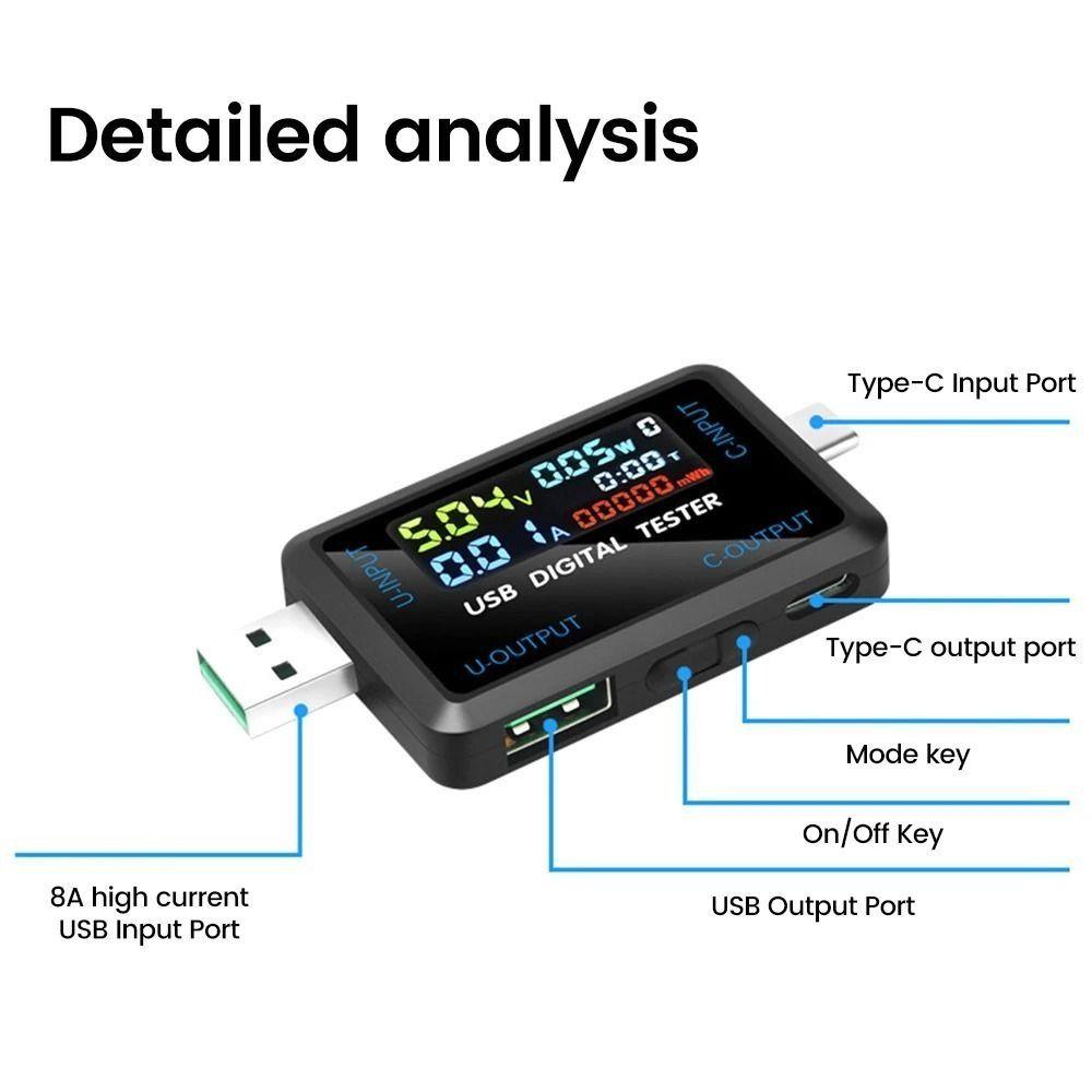 Color Display USB Tester Type-C&USB Current Voltage Meter DC Digital Voltmeter  Hard Disk