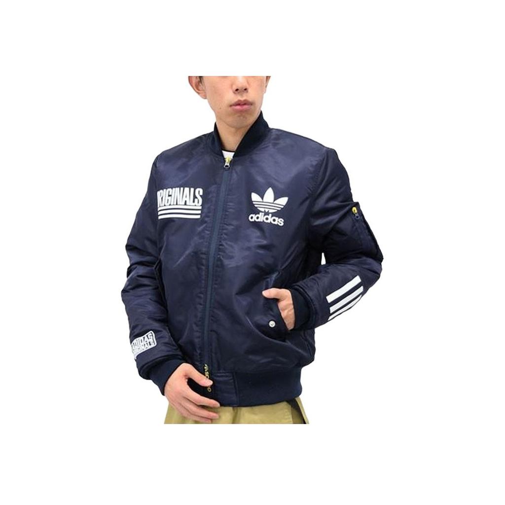 adidas Originals Lifestyle Повседневная серия Теплая спортивная хлопковая куртка с принтом логотипа-буквы на молнии Мужские куртки Синяя AY8636