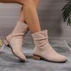 Winter Women's Boots New Round Toe Solid Color Square Heel Suede Short Tube Zipper Low Heel Women's Fashion Boots