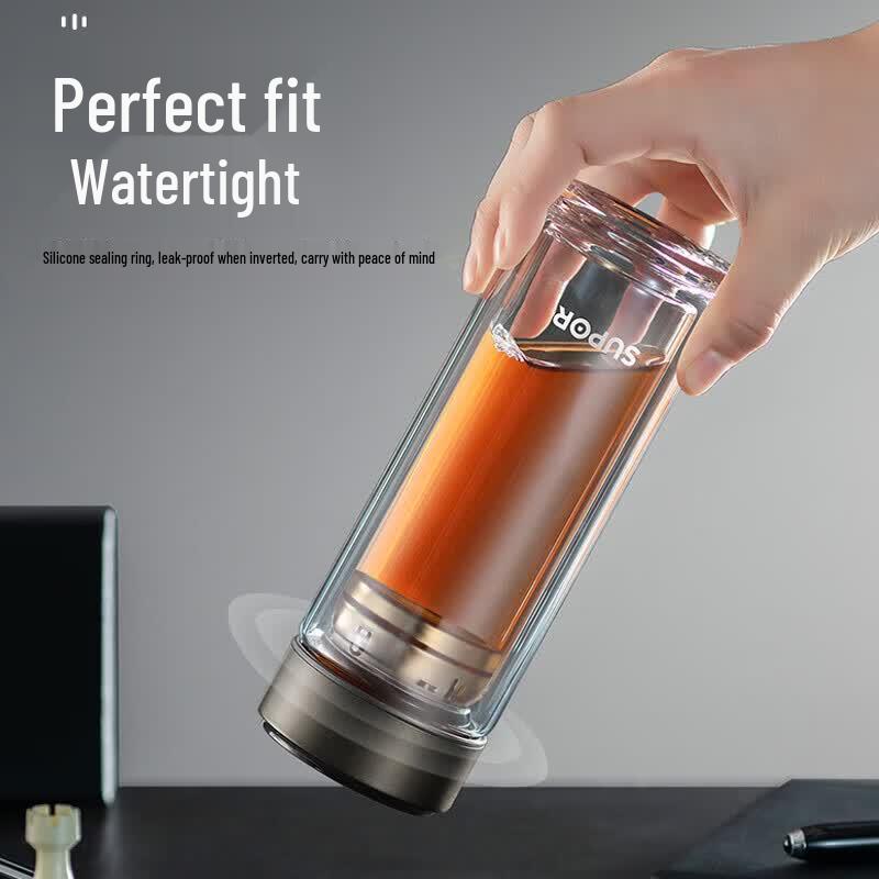 SUPOR Portable Double-Wall Borosilicate Glass Tea Tumbler