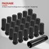 24x Black 2" Tall M14x1.5 Tuner Spline Lug Nut For Ford F150 GMC Sierra Ram 1500