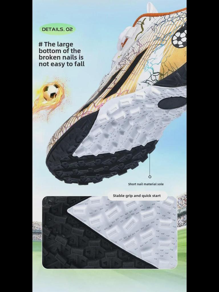 Kids' Low-Top Football Training Shoes with Rotating Buckle