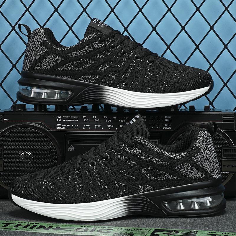 Осенние мужские кроссовки с низким верхом большого размера, из дышащей сетки с плетением, для бега, со смягчающей воздушной подушкой и мягкой подошвой, спортивная обувь