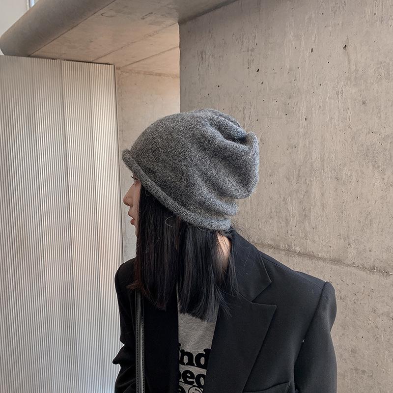 Japanese-Korean Style Warm Knitted Wool Hat for Autumn and Winter - Trendy, All-Match, Fits Large Head Circumference