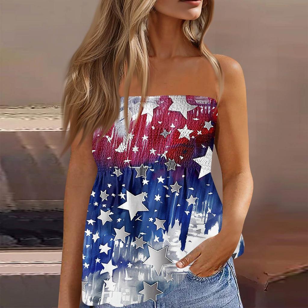 Летние топы-трубы для женщин, милая сексуальная футболка без рукавов с принтом на открытых плечах