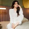 Womens Velvet Pajamas Set Long Sleeve Button Up Sleepwear Soft Two Piece Lace Ruffles Autumn Winter Spring