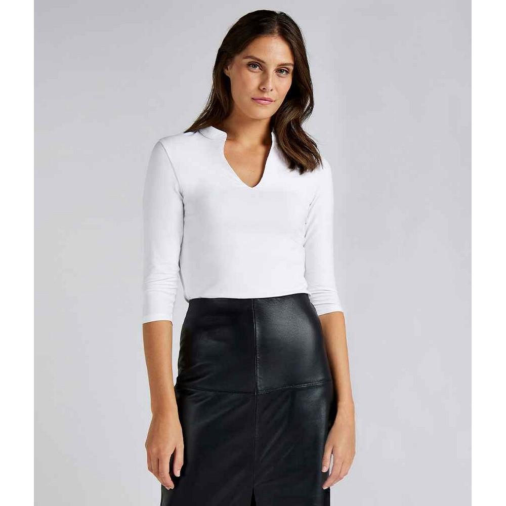 Kustom Kit Женский/женский топ с воротником-стойкой и рукавами 3/4