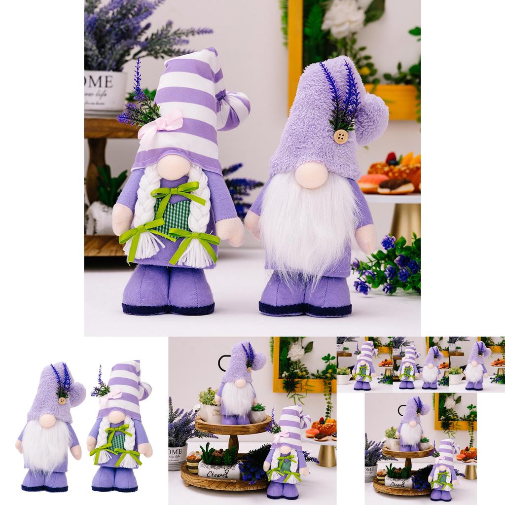 Весенний Лавандово-Фиолетовый Гном Фигурка Декор Ко Дню Матери с Полиэстером и Тканевыми Деталями