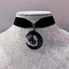 Punk Gothic Style Amethyst Moon Black Velvet Necklace Choker, Retro Neck Decoration For Women Girls
