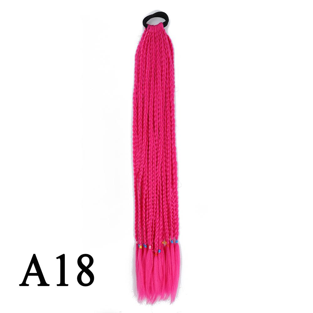 Плетеный хвост с резинкой, черный плетеный хвост ручной работы из термостойкого волокна, шиньоны с конским хвостом для девочек