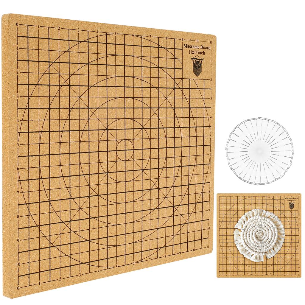 Hand Macrame Board Double Sided Gridded Macrame Mat Hand Knitting Cork Board for Braiding Bracelet DIY Project Boho Dreamcatcher