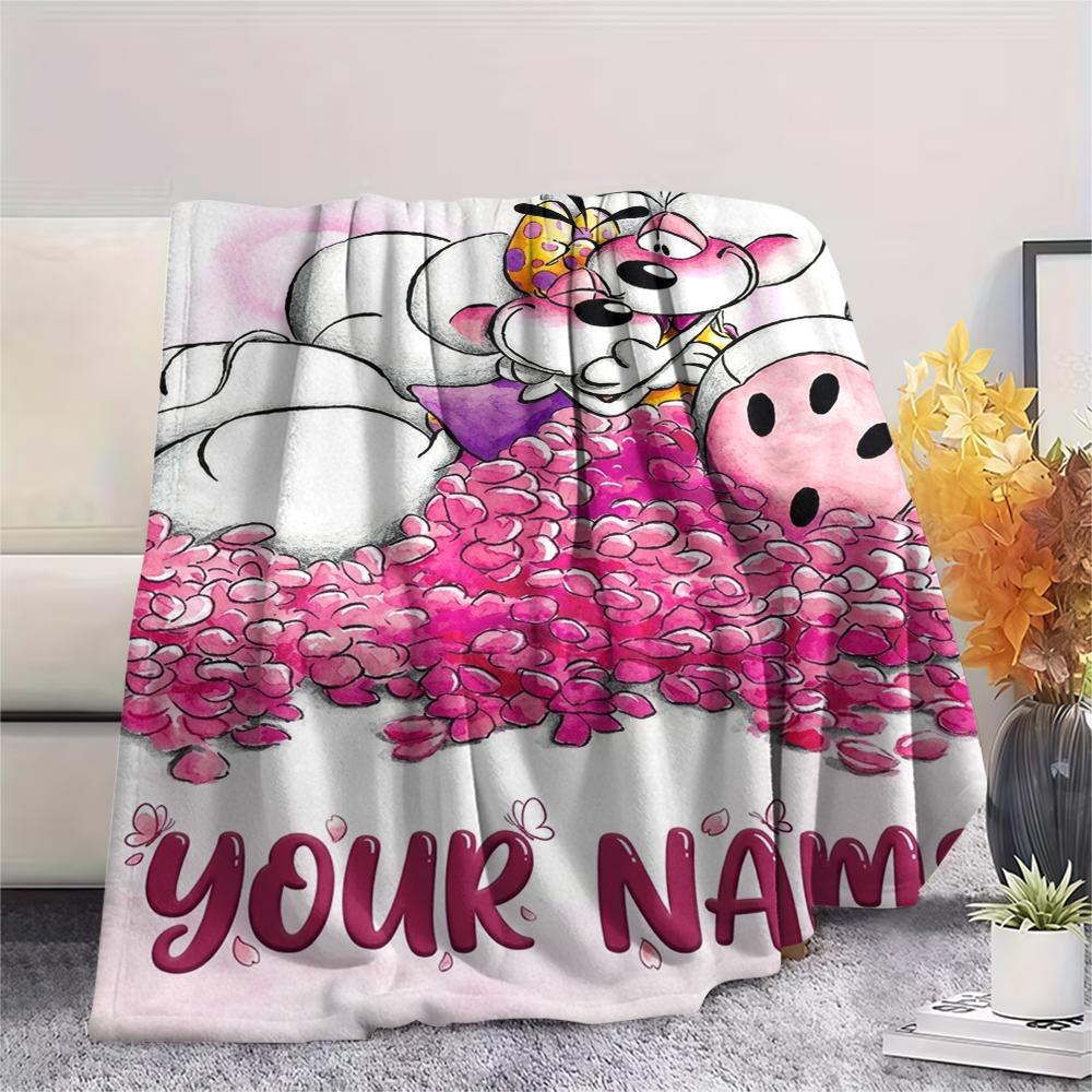 1PC Custom Name Diddl Patterned Flannel Blanket Suitable For All Seasons for Home Decor Warmth and Comfort Gifts Holiday Present_xia