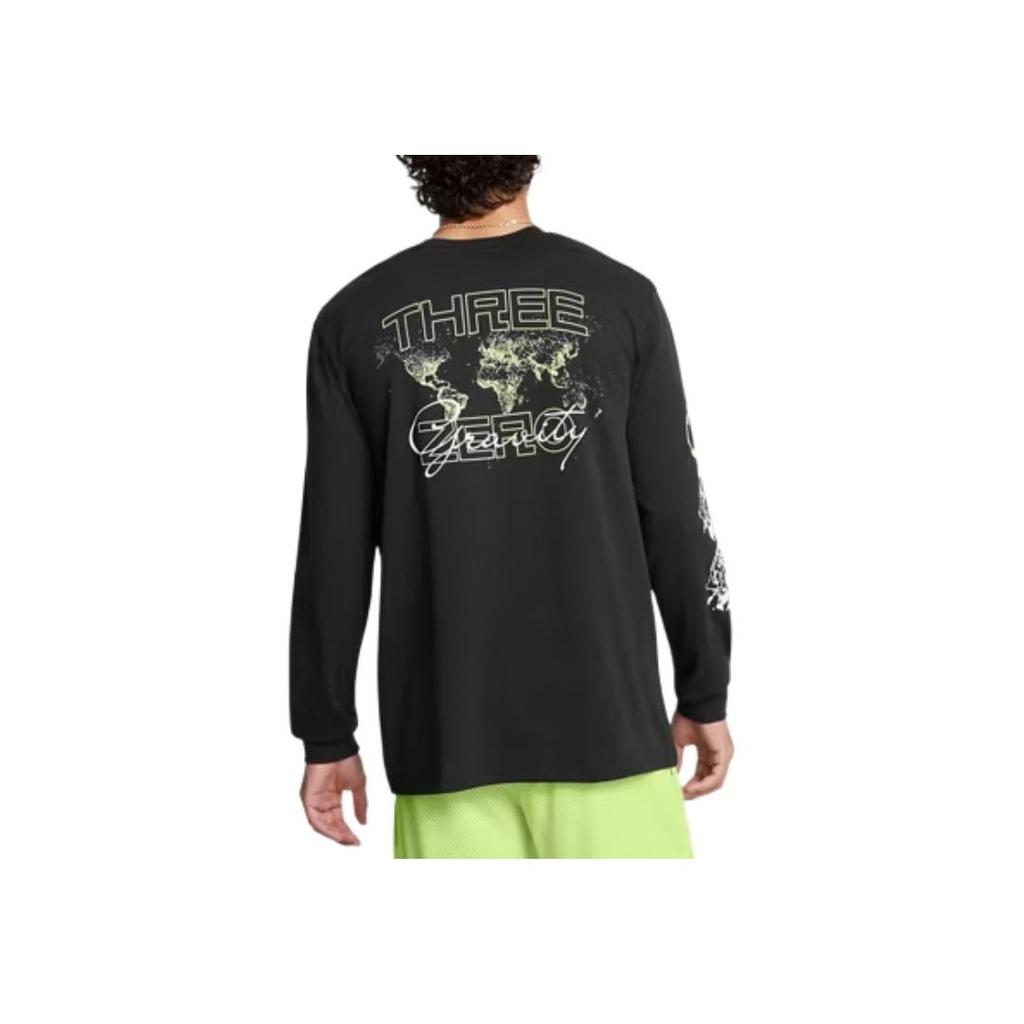 Under Armour Футболка с длинным рукавом и круглым вырезом Curry Graphic Letter Sports, мужские топы, цвет черный 1387109-001
