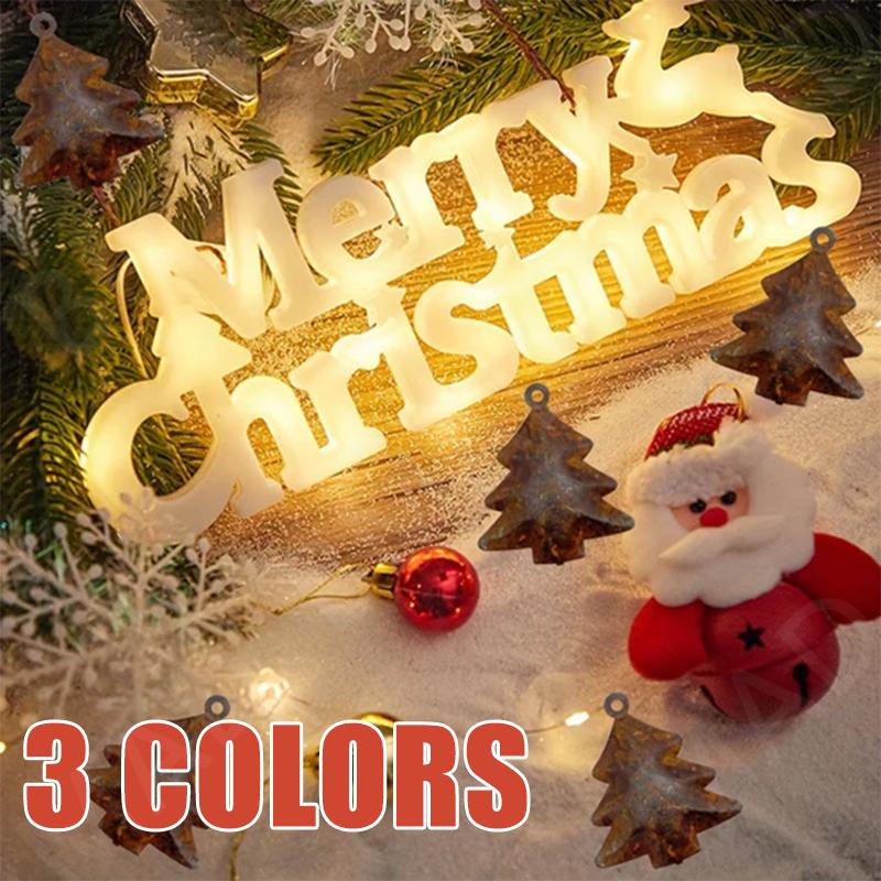 3D Merry Christmas Letter Light LED Garland Night Light Decoration for Home Holiday Party Festive Decor
