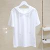 Женская летняя новая японская и корейская мода однотонная с коротким рукавом худи большого размера простая приталенная базовая футболка для женщин