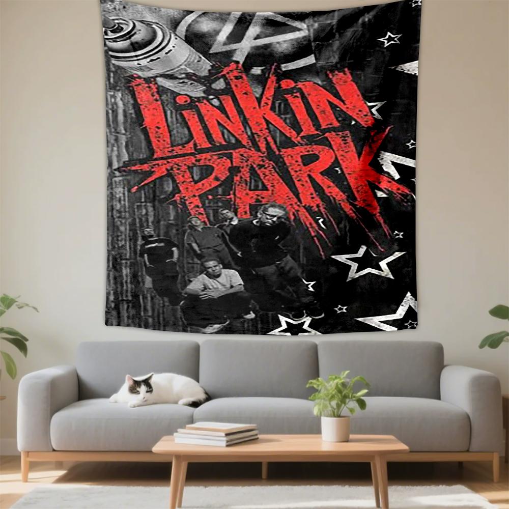Linkin Park Red Graffiti Spray Wall Decor Tapestry Hanging Tapestry for Bedroom Living Room Gift