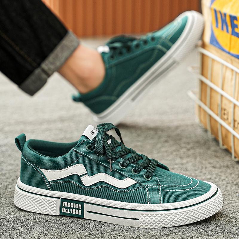 Hot Sale Green Men's Canvas Shoes Lightweight Casual Shoes Men Canvas Sneakers Trendy Breathable Vulcanized Shoes Man Espadrille