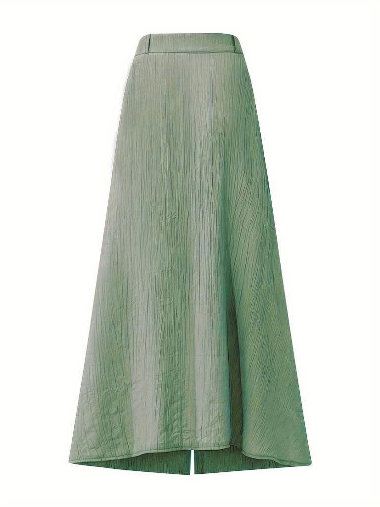 Юбка-трапеция, элегантная однотонная юбка с высокой талией для весны и лета, женская одежда