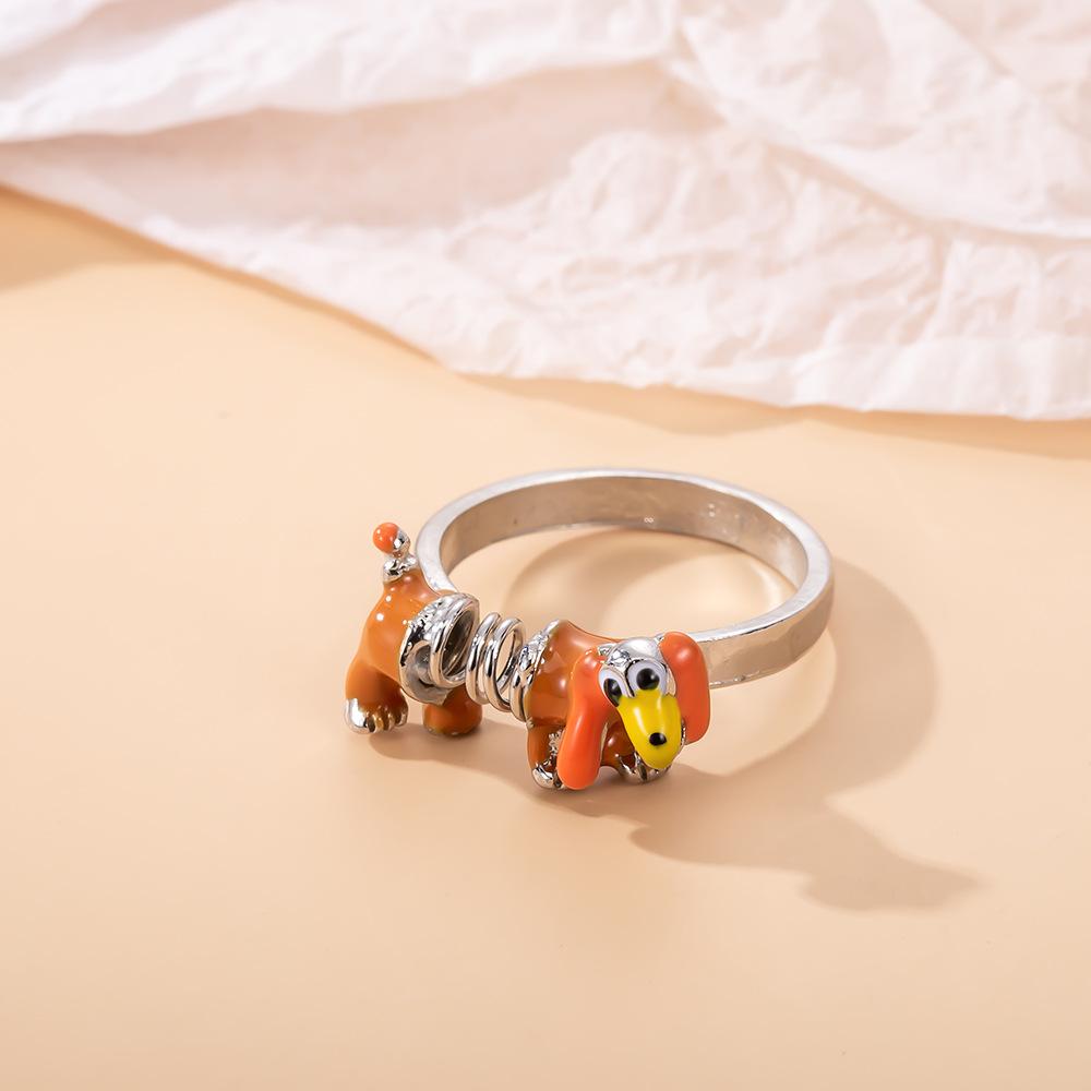 Ring Cute Cartoon Spring Dripping Oil Color Dog Ring Personalized Ring
