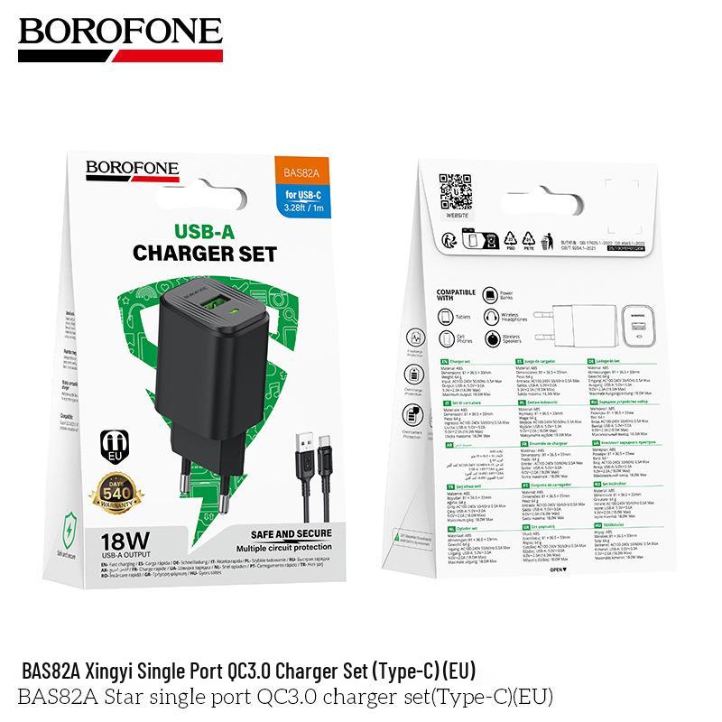 BOROFONE BAS82A Мобильное зарядное устройство QC3.0 с EU вилкой и кабелем