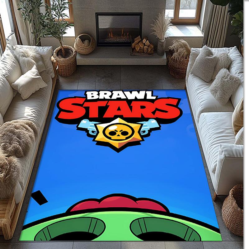 Brawl Stars Printed Crystal Velvet Area Rug, Soft Anti-Slip Water Absorbent Floor Mat for Living Room Bedroom
