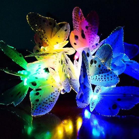 46011 LED Solar Optic Butterfly Dragonfly Power Fibre String Light Garden Decor