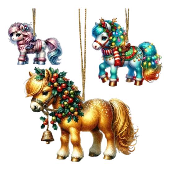 Рождественское украшение в виде лошади 2D плоское акриловое украшение на рождественскую елку подарки с лошадьми для женщин любителей лошадей фермеров друзей