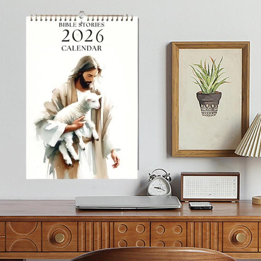 2026 Wall Calendar 2026 Wall Monthly Calendar Bible Story Inspirational Christian Planner Art Religious Office Home Decoration
