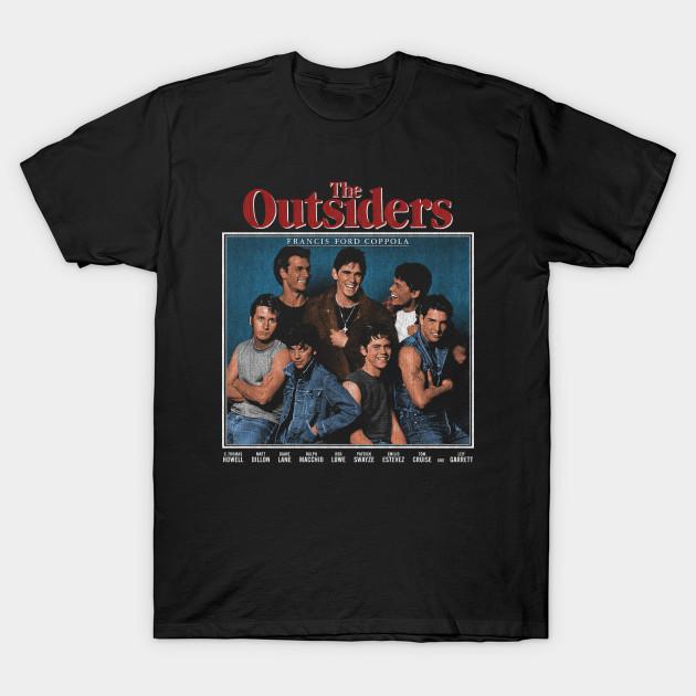 Men Black Print T-shirt The Outsiders, Greasers, Stay Gold Ponyboy No-Cut Heat Transfer Print Cotton Tshirt