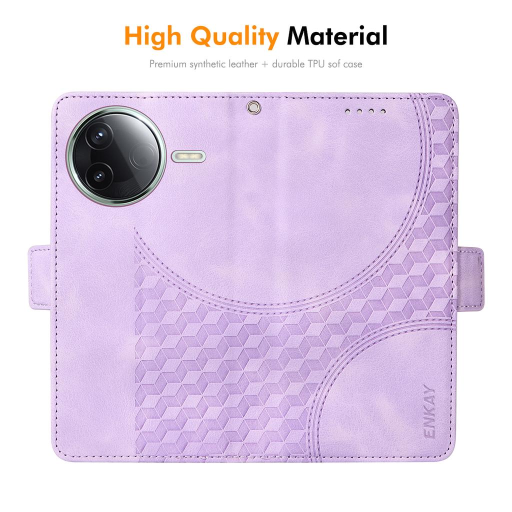 Для Xiaomi Poco F7 Ultra 5G/Redmi K80 Pro 5G Чехол-кошелек ENKAY Imprint из искусственной кожи PU с подставкой для телефона и закаленным стеклом