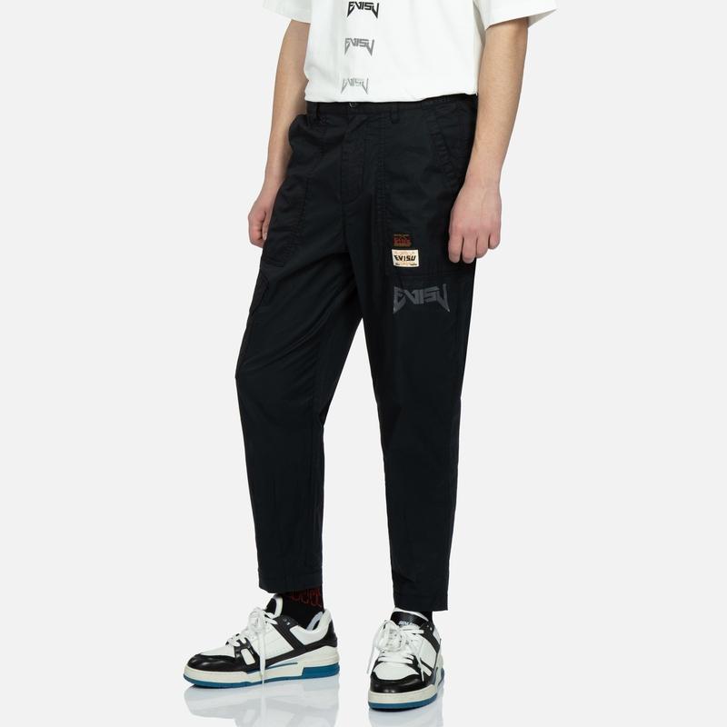 Evisu Вышивка Чайки Печать Логотипа Молния Прямые Повседневные Брюки Мужские Брюки Черный 2ESHTM3PT191RXCT