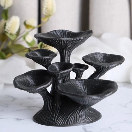 Black Mushroom Jewelry Stand 3D Printed 7-Tier Jewelry Holder Desktop Earring Tree for Rings Necklaces Bracelets Keys Storage Vanity Decor