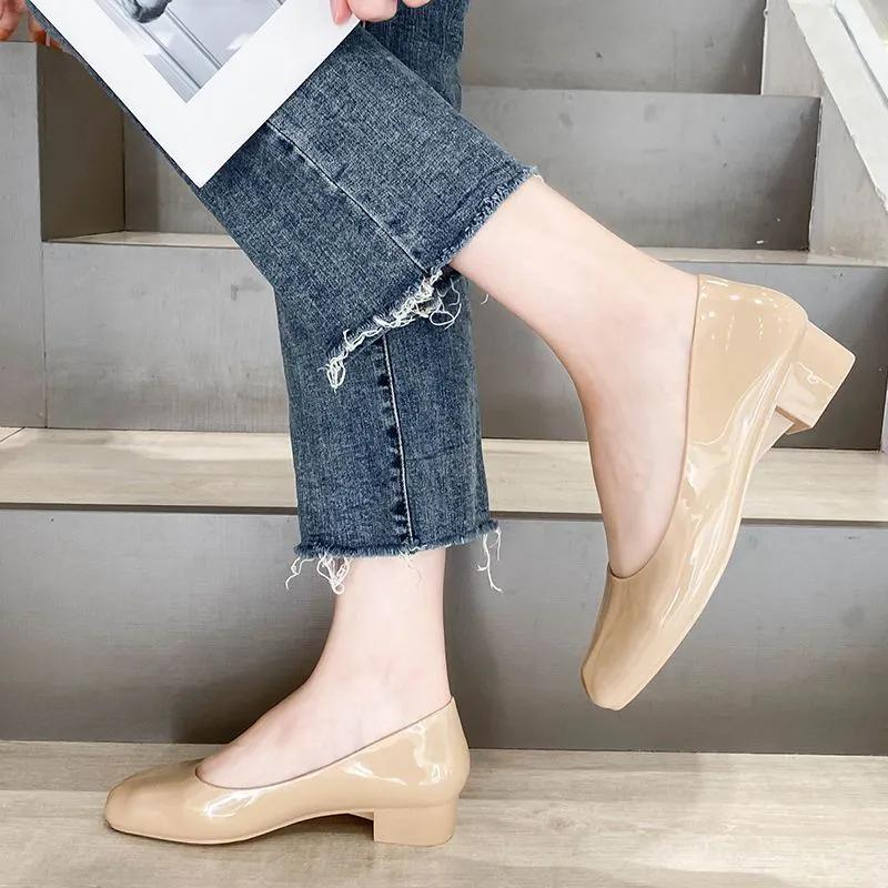 WTEMPO Офисные женские водонепроницаемые нескользящие мягкие рабочие туфли на толстом каблуке женские большие размеры однотонные повседневные туфли