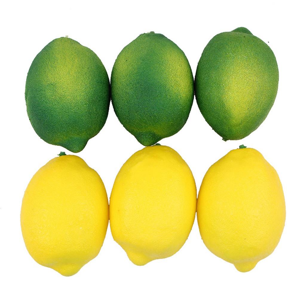6Pcs Artificial Lemons Plastic Fake Fruit For Home Decoration Photography Props