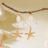 Imitation Pearl Starfish Shell Fringe Earrings Summer Pendant Earrings Beach Vacation Style Accessory Fashion Daily Accessory