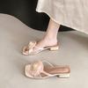 Мода Обувь Большого Размера Женская 2025 Шлепанцы Повседневные Квадратный каблук Цветок Сланцы Женские Пляжные Роскошные Блок Сабо Слайды Цветочные Большой Размер Квадратный