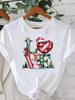 (Asian Size) Happy Festival Short Sleeve T-shirts  Print Merry Christmas O-neck Women's Top New Year T Clothing Fashion Holiday Graphic Tee