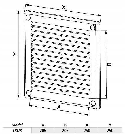 White Ventilation Grille Tru8 250X250