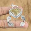 Memorial Day Deal Pear Fossil Coral Gemstone 925 Sterling Silver Pendant Jewelry